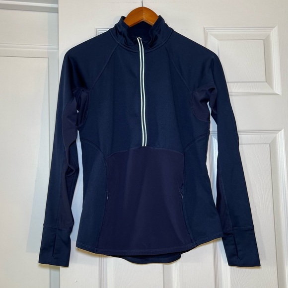 Athleta Long Sleeve 1/2 Zip Tech Mesh Top with Thumb Holes and Pockets - Picture 1 of 11